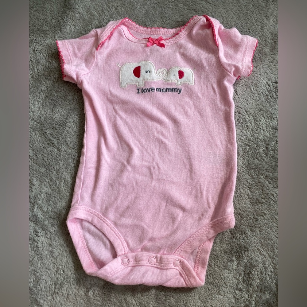Pink Baby Onesie with Elephant Design